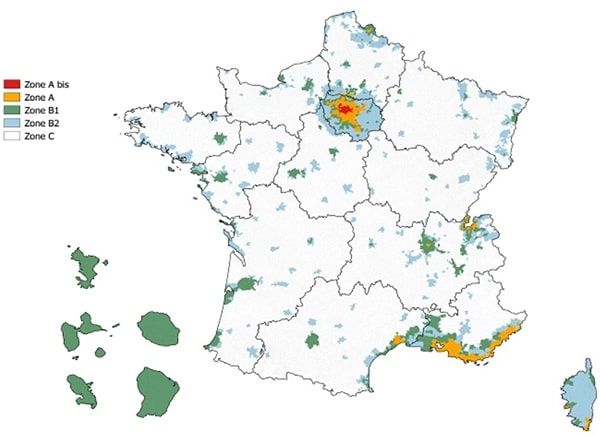 Carte de France des zones PTZ